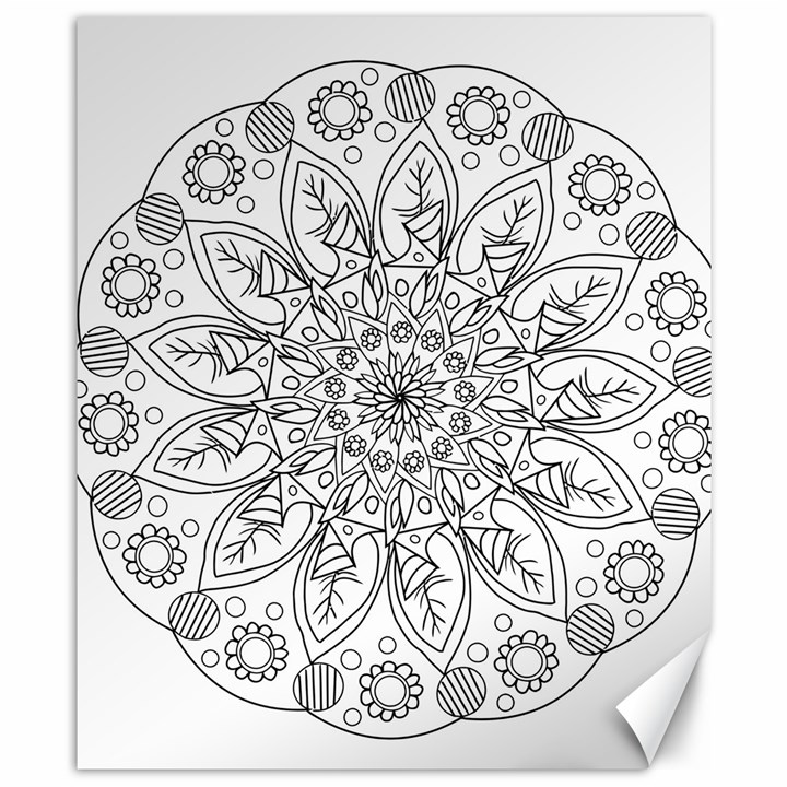 Flowers Mandala Hand Drawing Canvas 8  x 10 