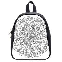 Flowers Mandala Hand Drawing School Bag (small) by Wegoenart