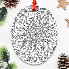 Flowers Mandala Hand Drawing Ornament (oval Filigree) by Wegoenart