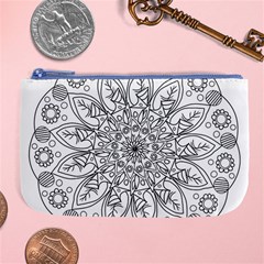 Flowers Mandala Hand Drawing Large Coin Purse by Wegoenart