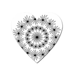 Flowers Mandala Hand Drawing Heart Magnet by Wegoenart