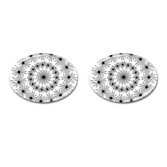 Flowers Mandala Hand Drawing Cufflinks (oval)