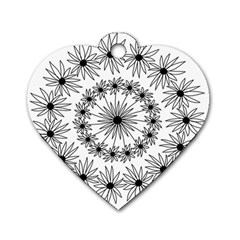 Flowers Mandala Hand Drawing Dog Tag Heart (two Sides)