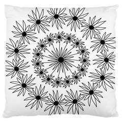 Flowers Mandala Hand Drawing Large Cushion Case (two Sides) by Wegoenart