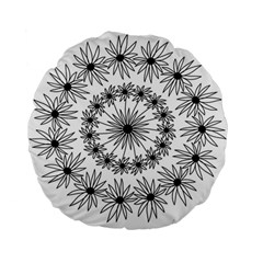 Flowers Mandala Hand Drawing Standard 15  Premium Flano Round Cushions by Wegoenart