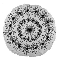 Flowers Mandala Hand Drawing Large 18  Premium Flano Round Cushions by Wegoenart