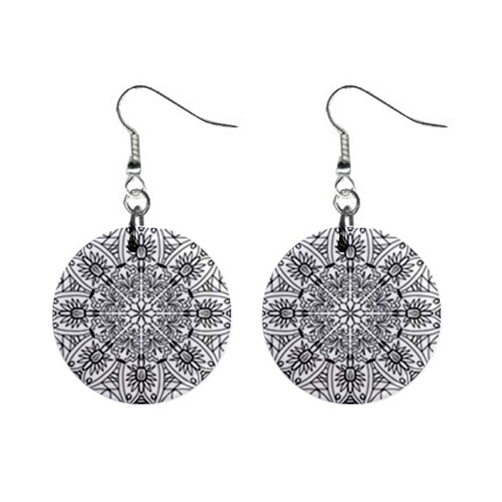 Drawing Pencil Pattern Mandala Mini Button Earrings