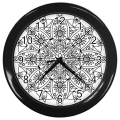 Drawing Pencil Pattern Mandala Wall Clock (black) by Wegoenart