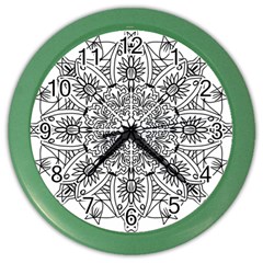 Drawing Pencil Pattern Mandala Color Wall Clock by Wegoenart