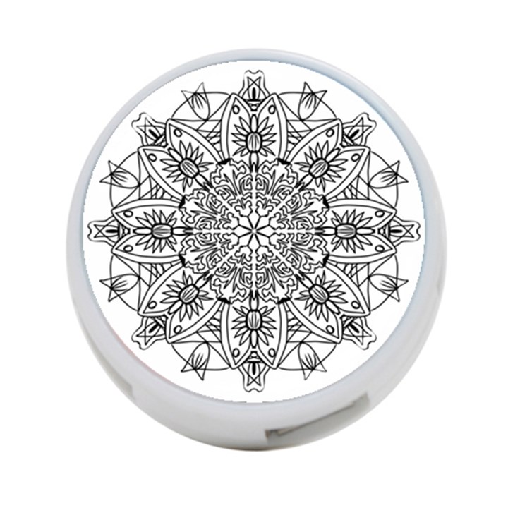 Drawing Pencil Pattern Mandala 4-Port USB Hub (Two Sides)