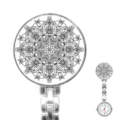 Drawing Pencil Pattern Mandala Stainless Steel Nurses Watch by Wegoenart