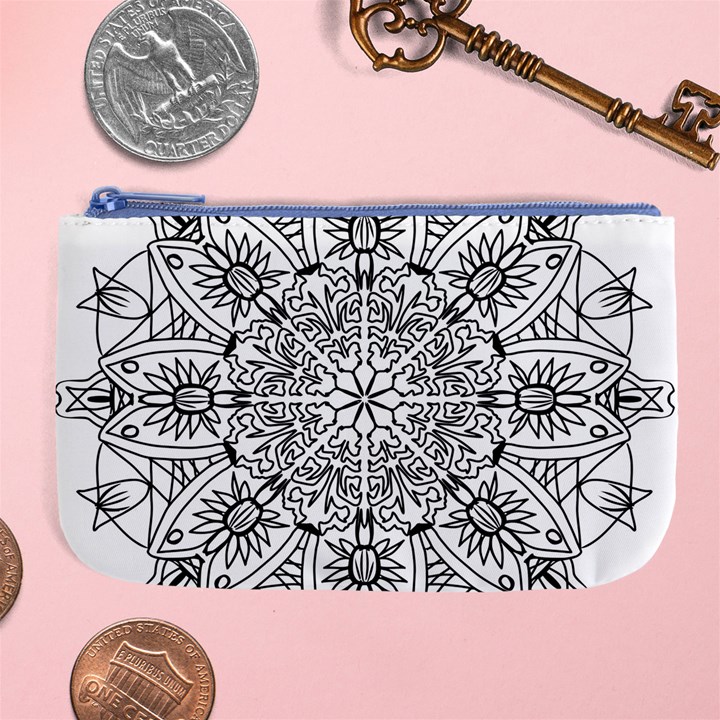 Drawing Pencil Pattern Mandala Large Coin Purse