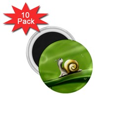 Snail Drops Rain Drawing Green 1 75  Magnets (10 Pack)  by Wegoenart