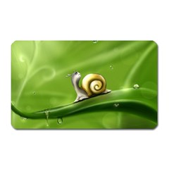 Snail Drops Rain Drawing Green Magnet (rectangular) by Wegoenart