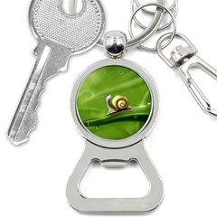 Snail Drops Rain Drawing Green Bottle Opener Key Chain by Wegoenart