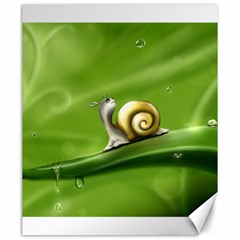 Snail Drops Rain Drawing Green Canvas 20  X 24  by Wegoenart