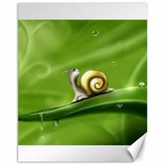 Snail Drops Rain Drawing Green Canvas 11  X 14  by Wegoenart