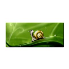 Snail Drops Rain Drawing Green Hand Towel by Wegoenart