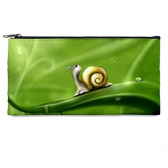 Snail Drops Rain Drawing Green Pencil Cases by Wegoenart