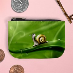 Snail Drops Rain Drawing Green Mini Coin Purse by Wegoenart