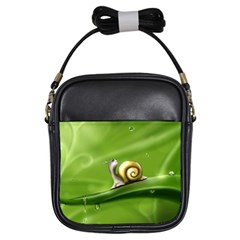 Snail Drops Rain Drawing Green Girls Sling Bag by Wegoenart