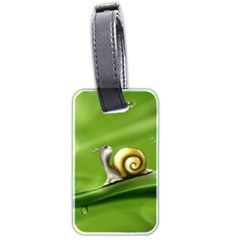 Snail Drops Rain Drawing Green Luggage Tag (two Sides) by Wegoenart