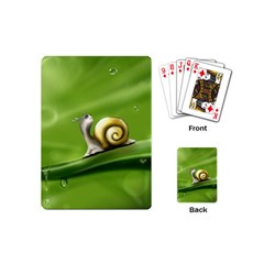 Snail Drops Rain Drawing Green Playing Cards Single Design (mini) by Wegoenart