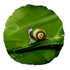 Snail Drops Rain Drawing Green Large 18  Premium Flano Round Cushions by Wegoenart