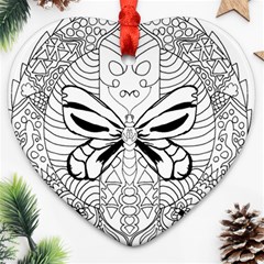 Mandala Butterfly Insect Ornament (heart) by Wegoenart