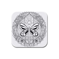 Mandala Butterfly Insect Rubber Square Coaster (4 Pack)  by Wegoenart