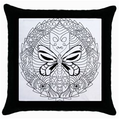 Mandala Butterfly Insect Throw Pillow Case (black) by Wegoenart