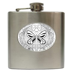 Mandala Butterfly Insect Hip Flask (6 Oz) by Wegoenart