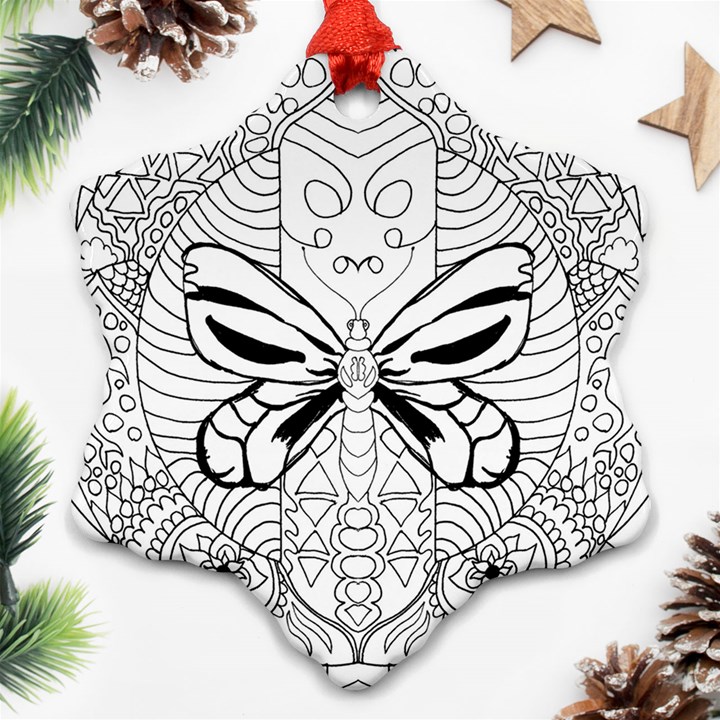 Mandala Butterfly Insect Snowflake Ornament (Two Sides)