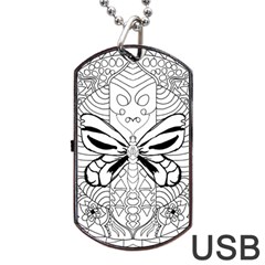 Mandala Butterfly Insect Dog Tag Usb Flash (one Side) by Wegoenart