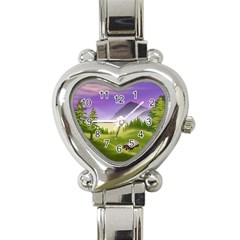 Digital Art Painting Landscape Heart Italian Charm Watch by Wegoenart