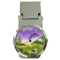 Digital Art Painting Landscape Money Clip Watches