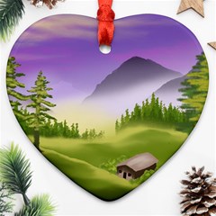 Digital Art Painting Landscape Heart Ornament (two Sides) by Wegoenart