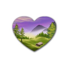 Digital Art Painting Landscape Heart Coaster (4 Pack)  by Wegoenart