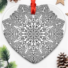 Mandala Drawing Unique Art Pattern Ornament (heart) by Wegoenart