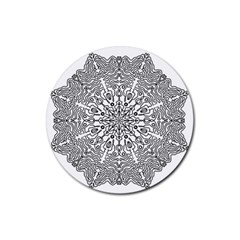 Mandala Drawing Unique Art Pattern Rubber Round Coaster (4 Pack)  by Wegoenart