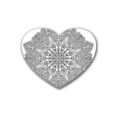 Mandala Drawing Unique Art Pattern Heart Coaster (4 Pack)  by Wegoenart