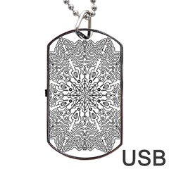 Mandala Drawing Unique Art Pattern Dog Tag Usb Flash (one Side) by Wegoenart