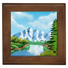 Digital Design Landscape Mountains Framed Tiles by Wegoenart