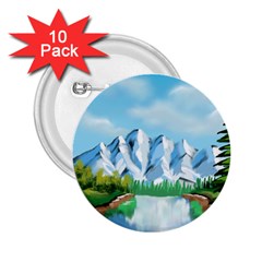 Digital Design Landscape Mountains 2 25  Buttons (10 Pack)  by Wegoenart