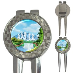 Digital Design Landscape Mountains 3-in-1 Golf Divots by Wegoenart