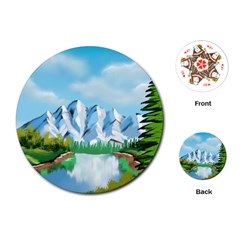 Digital Design Landscape Mountains Playing Cards Single Design (round) by Wegoenart