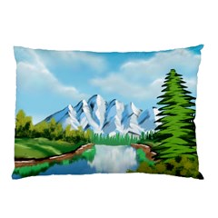 Digital Design Landscape Mountains Pillow Case by Wegoenart