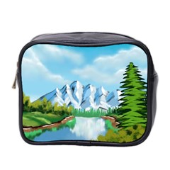 Digital Design Landscape Mountains Mini Toiletries Bag (two Sides) by Wegoenart