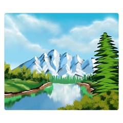 Digital Design Landscape Mountains Double Sided Flano Blanket (small)  by Wegoenart