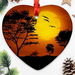 Digital Art Landscape Trees Artwork Ornament (heart) by Wegoenart